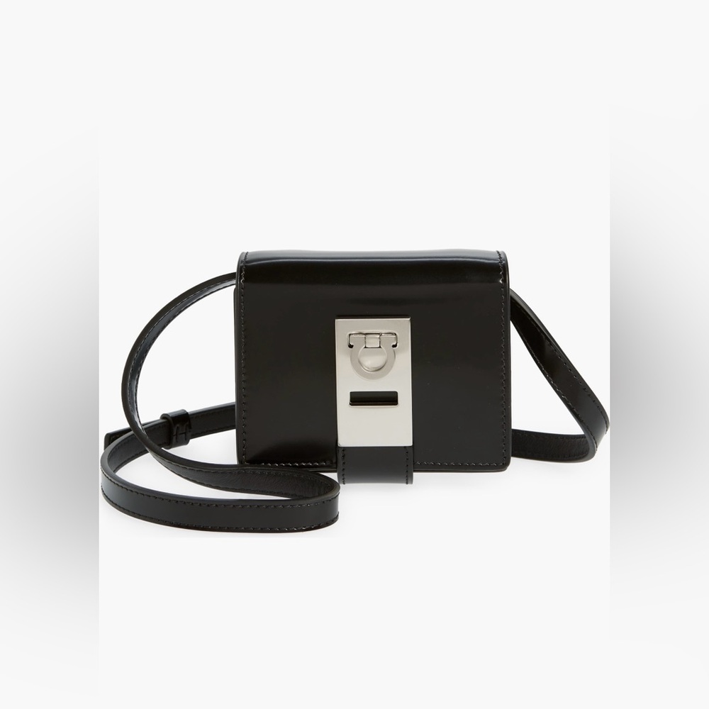 FERRAGAMO Twins Gancio Lock Crossbody Bag (Black)